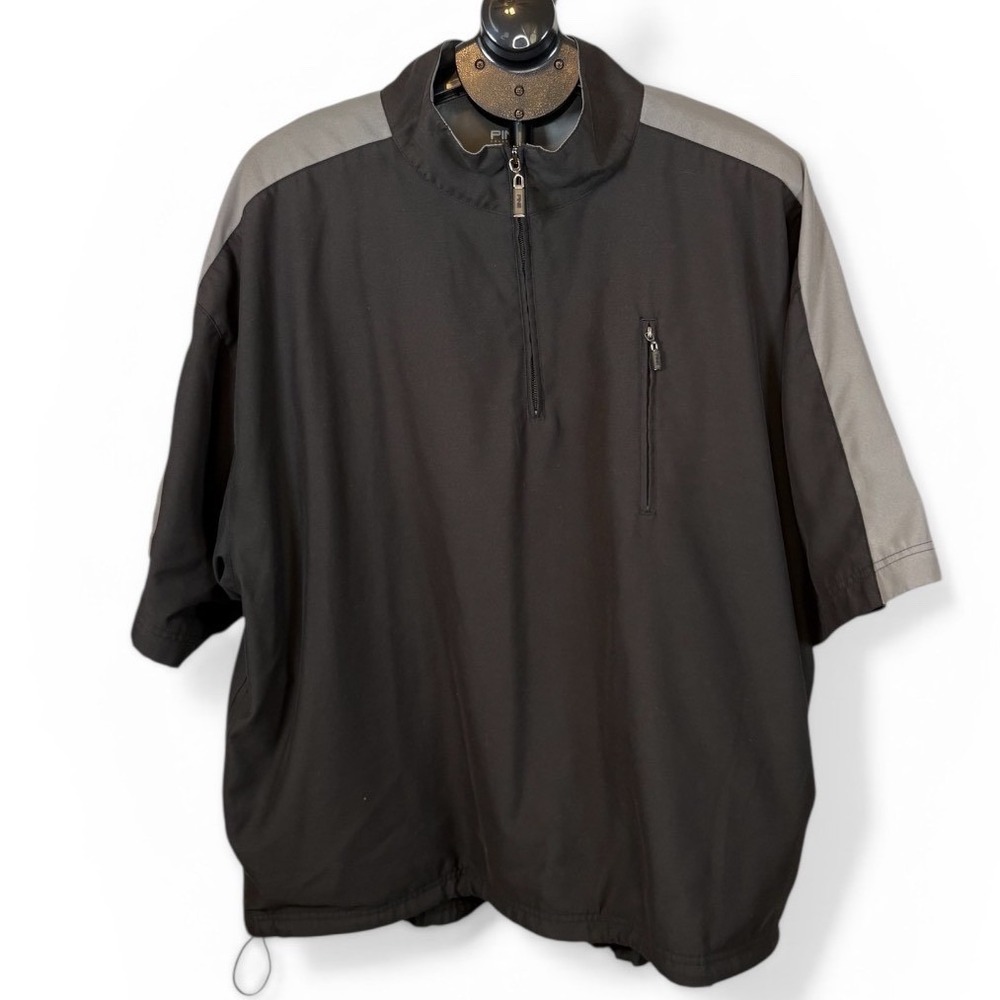 Ping Collection Mens XL Black Grey 1/4 Zip Short Sleeve Golf‎ Windshirt Pullover